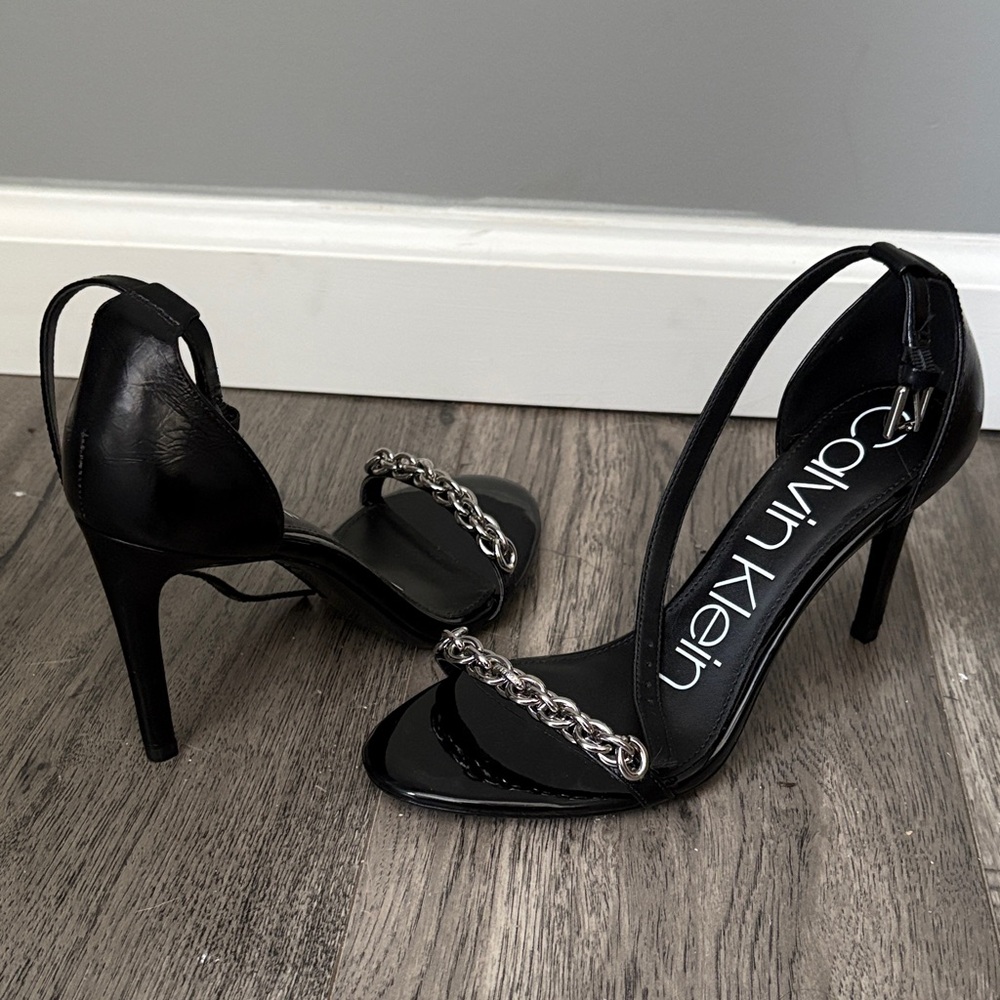 Calvin Klein Black Heels with Chain Detail
